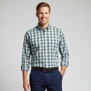 Banana Republic Soft Wash Slim Fit Green/Blue Size Medium